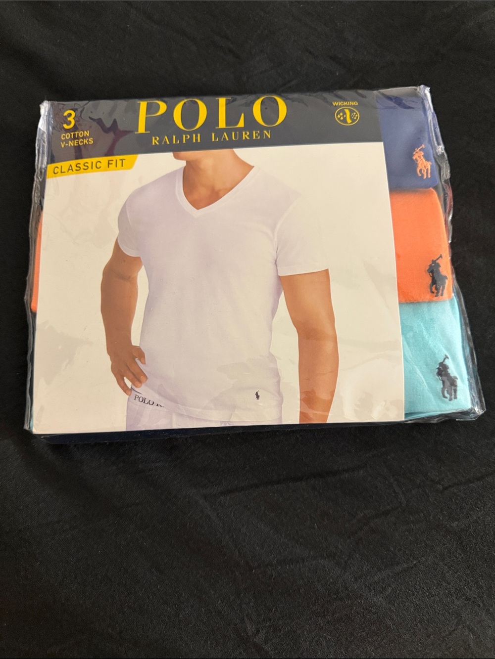 Polo by Ralph Lauren Men’s 3-Pack V-Neck Tees - blue ,orange, Teal